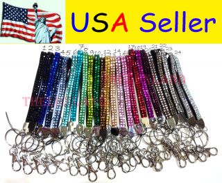 New Rhinestone Bling Crystal Cell Phone Holder and Key Chain Wristlets 