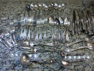 1847 ROGERS BROS OLD COLONY SILVERWARE SILVERPLATE SET 48 PIECE 