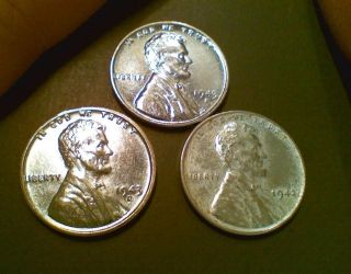 LINCOLN HEAD 1943 P D S WHEAT PENNY STEEL CENTS SET WORLD WAR 2 