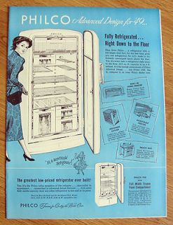 1949 Philco Refrigerator Ad Advanced Design for 49