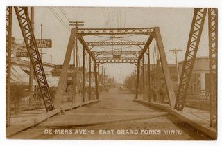 MN, East Grand Forks. De Mers Ave from the Girder Bridge. 1908 RPPC