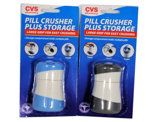Lot of 2 Tablet Pill Crushers With Grip & Storage