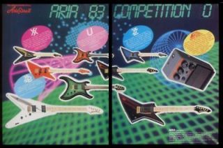 1983 Aria Pro II electric guitar 8 model photo print ad