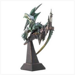 Medieval Emerald Dragon Statue Brand New 13 High