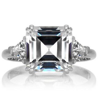 Marthas Engagement Ring   3 Stone Asscher Cut CZ Final Sale Size 9