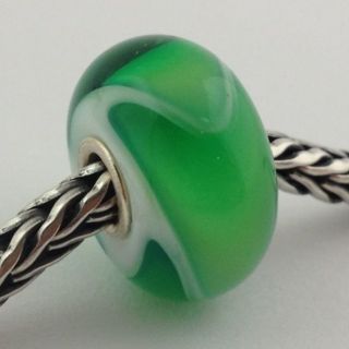 AUTHENTIC TROLLBEADS GLASS MIXED GREEN ARMADILLO BEAD CHARM, 61444 NEW