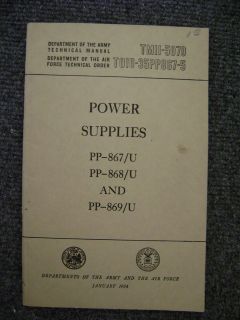 Military Manual Power Supplies PP 867/U, PP 868/U & PP 869/U January 