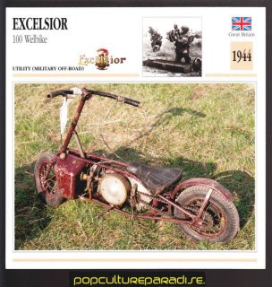 1944 EXCELSIOR 100 WELBIKE WW2 Atlas Motorcycle CARD