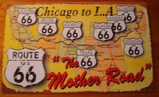   THE MOTHER ROAD USA STATES MAP SIGN Retro Vintage Diner Auto Car Decor