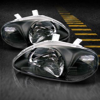   CIVIC 2/3/4DR JDM BLACK CLEAR CRYSTAL HEADLIGHTS LAMPS LEFT+RIGHT