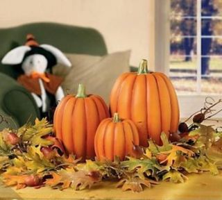  Ceramic Pumpkins Realistic Looking Fall Decorations (Set of 3) ~NEW