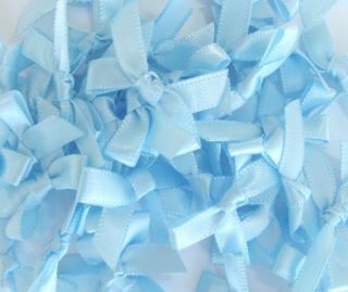   Pk 100 7mm Small Ribbon Bows PALE BABY BLUE Card Making Sewing Craft
