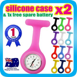 Nurse Watch FOB Pocket Watch for Pouch Bag+2x SILICONE CASES &Brooch 