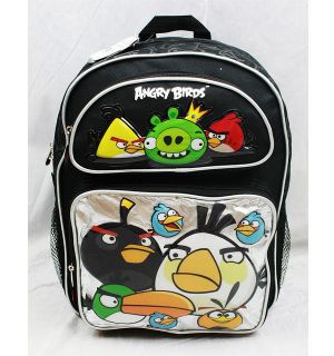 Licensed Angry Birds Metallic BLACK Large 16 Backpack