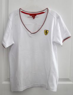 Scuderia Ferrari Backstage White V Neck Women’s T Shirt L NWT