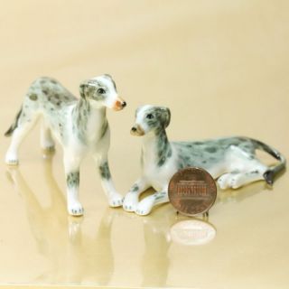 Greyhound Dogs Miniature Ceramic Statue Pottery Figurine Gift