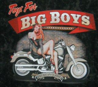 Toys for Big Boys  Sexy Girl on Motorcycle Tshirt SZ S M L XL Biker 