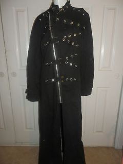   TRIPP NYC Black Chain Studded Strap Zip Lord Goth Trench Coat New Tag