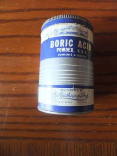 Old Vintage Antique Boric Acid Powder Empty Can Apothecary shop St 