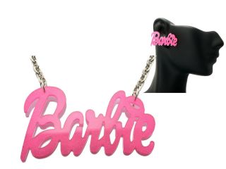 Nicki Minaj Inspired Pink Glitter Pearly Barbie Earrings Necklace Set 