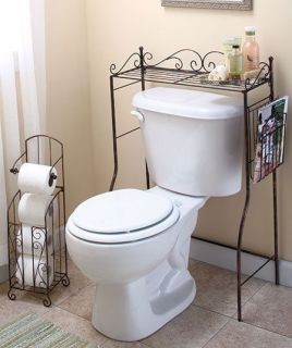   Holder or Over the Toilet Shelf Plus Magazine Rack White or Bronze