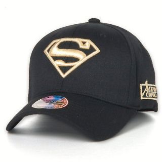 Baseball Cap /Superman Flexfit Hat/ Black Gold AC113