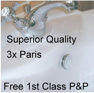 Pack of 3 Bathroom Basin / Sink Overflow Covers Paris 3 other designs 