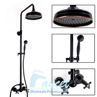 Oil Rubbed Bronze Wall Mounted Rain Shower Mixer Tap With Showerhead 