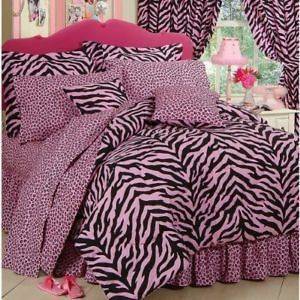 Zebra Pink & Black Twin XL 6 Pc. Bed in Bag NEW