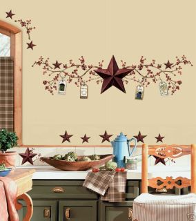 COUNTRY STARS BERRIES Wall Stickers Decal Decor Rustic