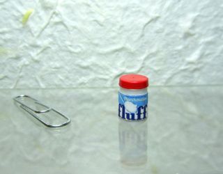 Dollhouse Miniature Plastic Jar of Marshmallow Fluff in 112 Scale