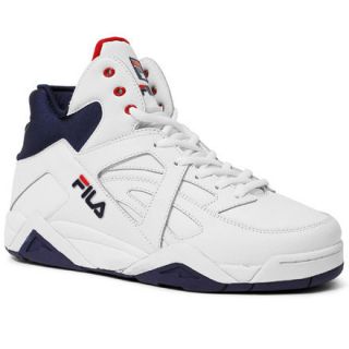 Fila Vintage Cage Mens Basketball Shoes in White/Peacoat/​Ch Red 