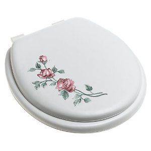 Ginsey Soft Toilet Seat Rose Garden White Round Standard Made in the 