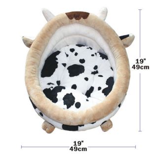new indoor pet cat dog cushion bed tent house ~ cow