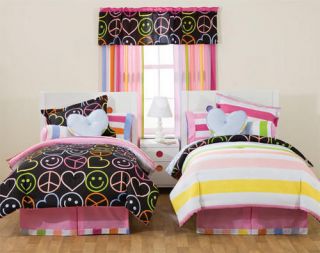   Matched PEACE, LOVE, HAPPINESS Bed In A Bag Reversible Bedding Set