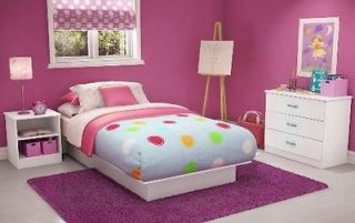WHITE Twin Size Kids Teen Bedroom Set ~NO BOX SPRING REQ Platform Bed 