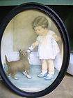   of Girl and Her Dog/ The Reward/ Bessie Pease Gutmann/ Oval Frame