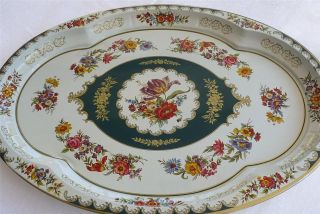 VINTAGE DAHER DECORATED WARE FANCY LARGE METAL SERVING TRAY HOLLAND