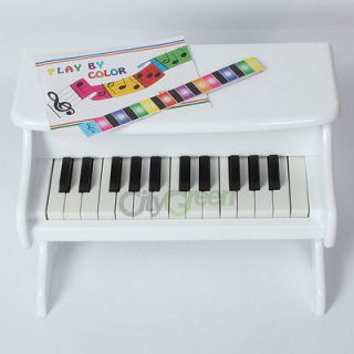 25 Key Traditional Spinet Wooden Toy Piano for Kids White