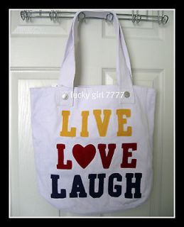 NWT Canvas Girls/Womens LIVE LOVE LAUGH Tote Bag/ Purse Claires $20 