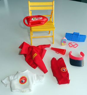 Barbie Doll 10 Piece Baywatch Lot Red Coat Bathing Suit White Top Sun 