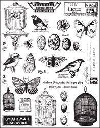 Stamp Set   7 Gypsies   Birds Bird Cages Butterfly Nature French 