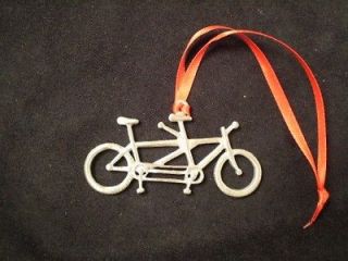 Pewter Bicycle Christmas Ornament   Tandem Bike