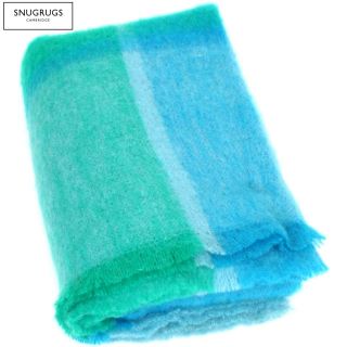 LUXURY MOHAIR WOOL BLANKET/THROW Turquoise Blue ref LM570TURQUOISE