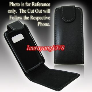 BLACK LEATHER CASE COVER for NOKIA C3 01 TOUCH AND TYPE