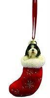 Shih Tzu Black White Pup Cut Dog Christmas Tree Stocking Ornament Gift 