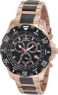   Invicta Mens 1221 Chrono Black Dial 18k Rose Gold Ion Plated Watch