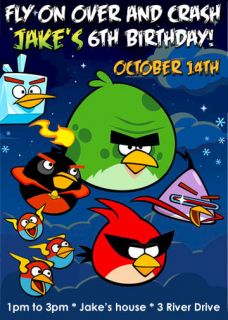 ANGRY BIRDS IN SPACE BIRTHDAY PARTY INVITATIONS & MATCHING PARTY 