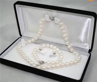 AA 6 7MM White Akoya Cultured Pearl Necklace Bracelet Earring Set