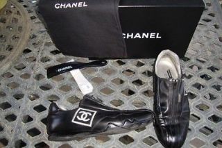 CHANEL Black leather Athletic Womans Zipper Tennis Shoe Size 36/6 #22